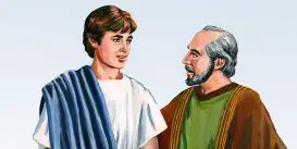Ilustração de Timóteo a Esquerda Conversando com o Apóstolo Paulo a Direita
